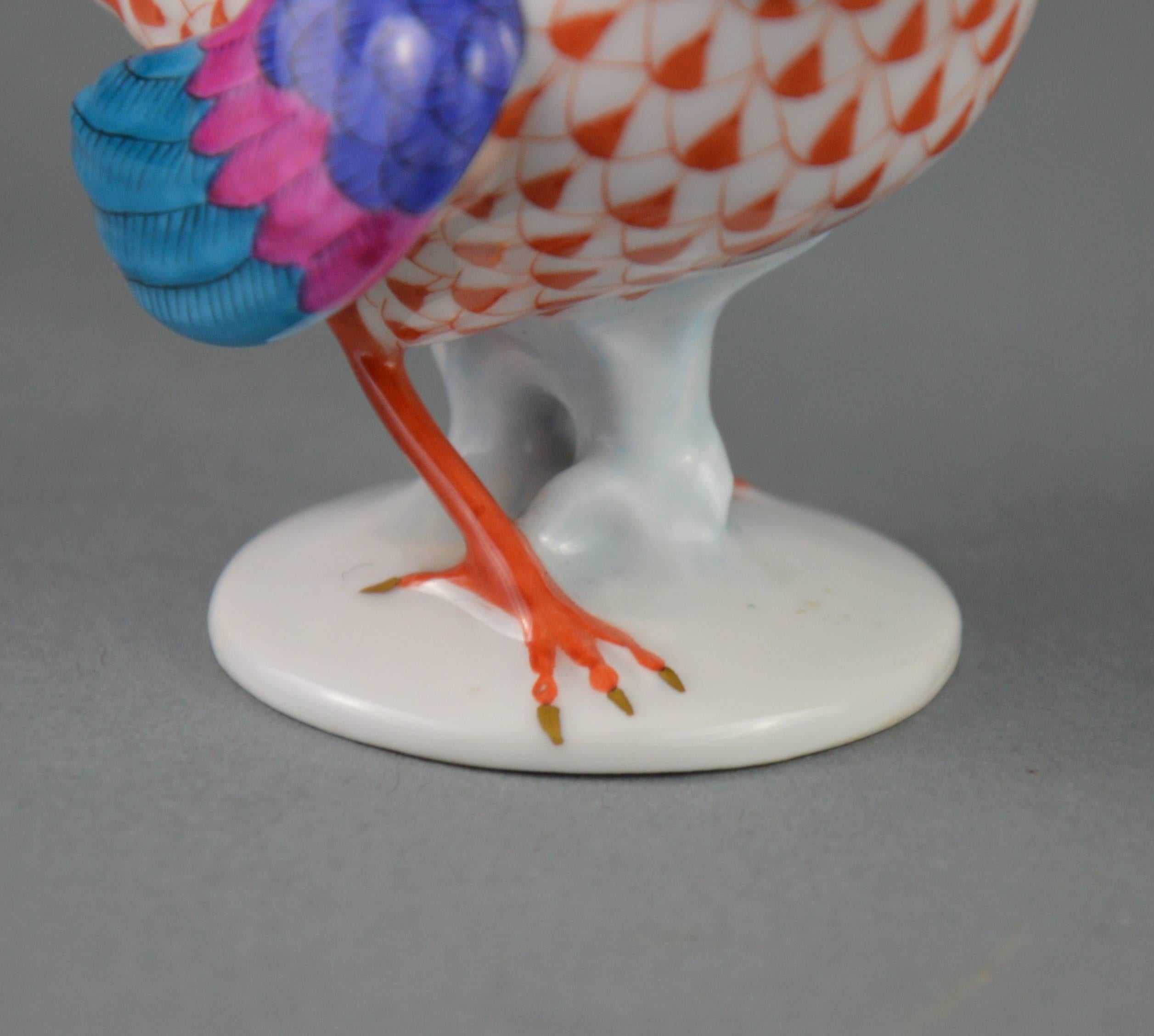 20th Century Herend Porcelain Pheasant Figurine Fishnet Patten