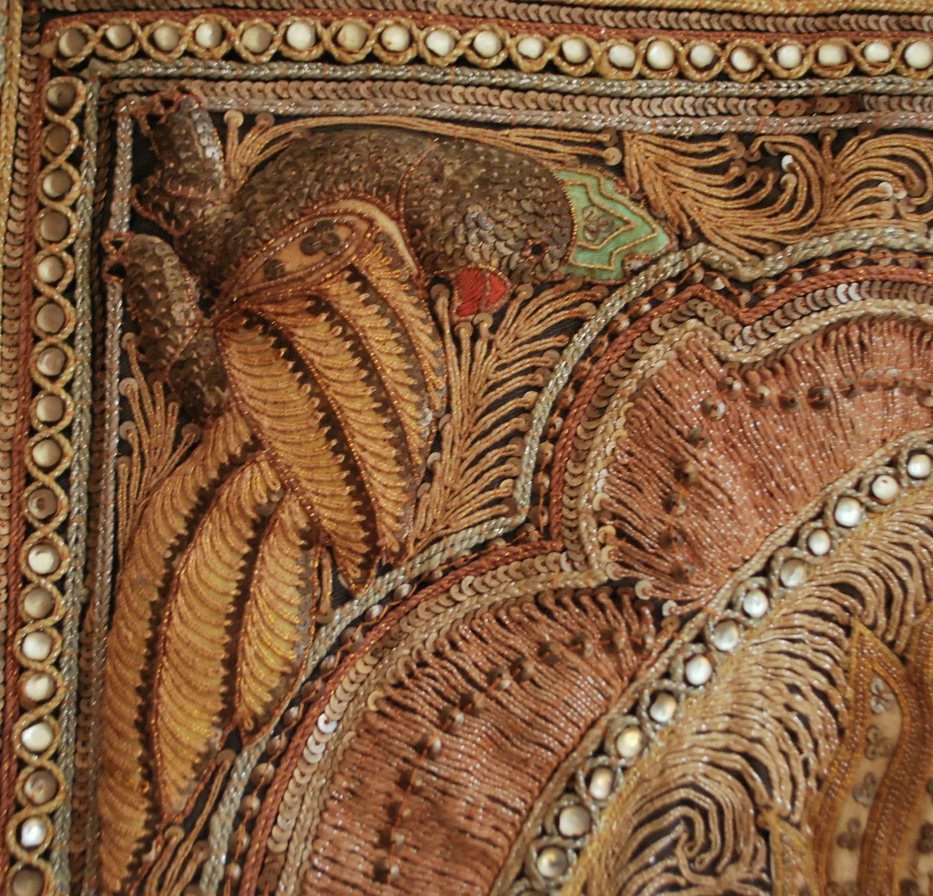 Decorative Tapestry Kalaga Depicting Garuda and Divinity Thailand 1