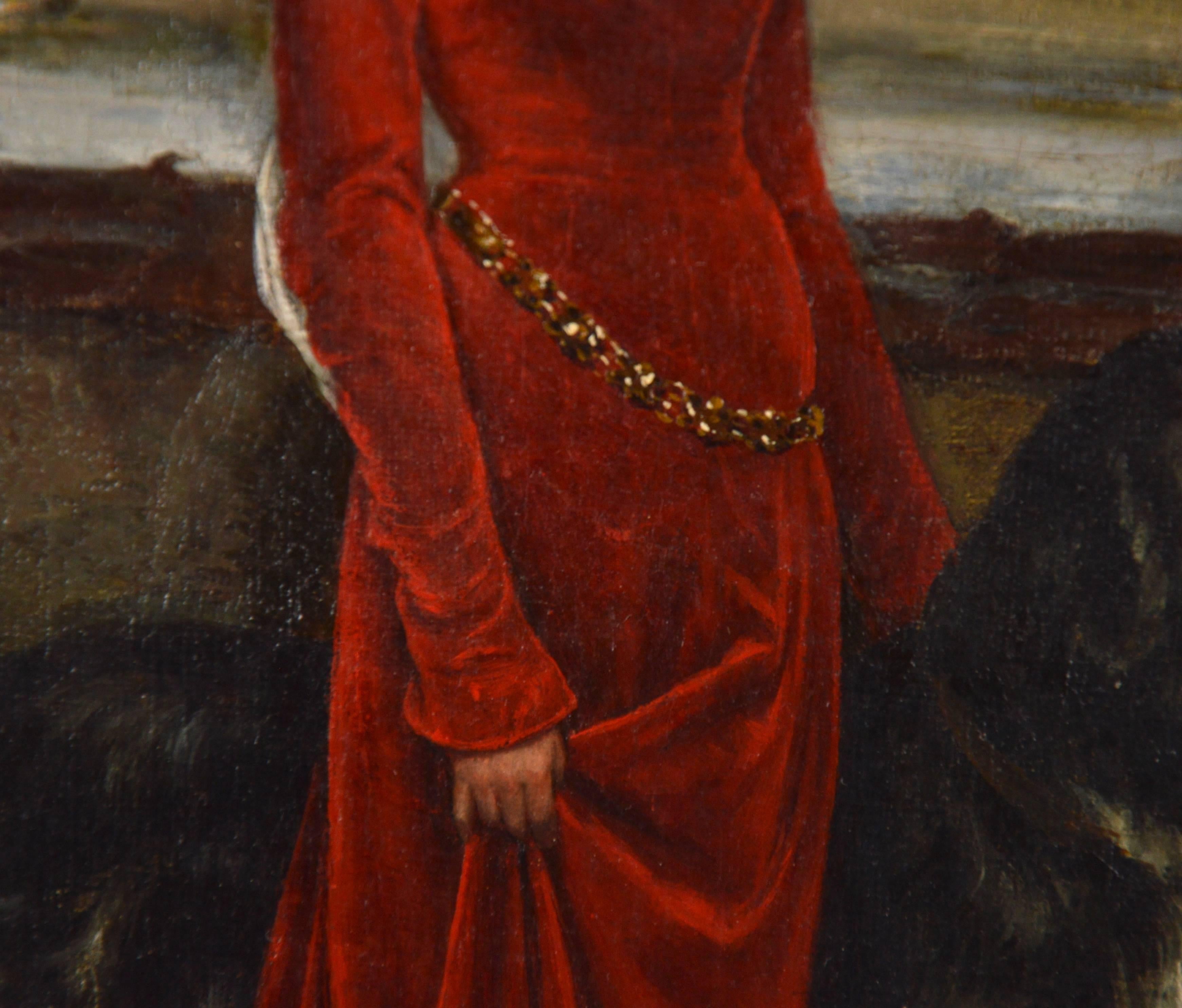 Domenico Mastaglio Painting Elegant Lady with a Dog, Italian School 2