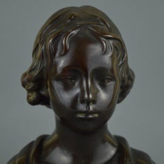 Belgian Bronze Sculpture Bust of a Young Girl A.Daver Foundry, Late 19th Century