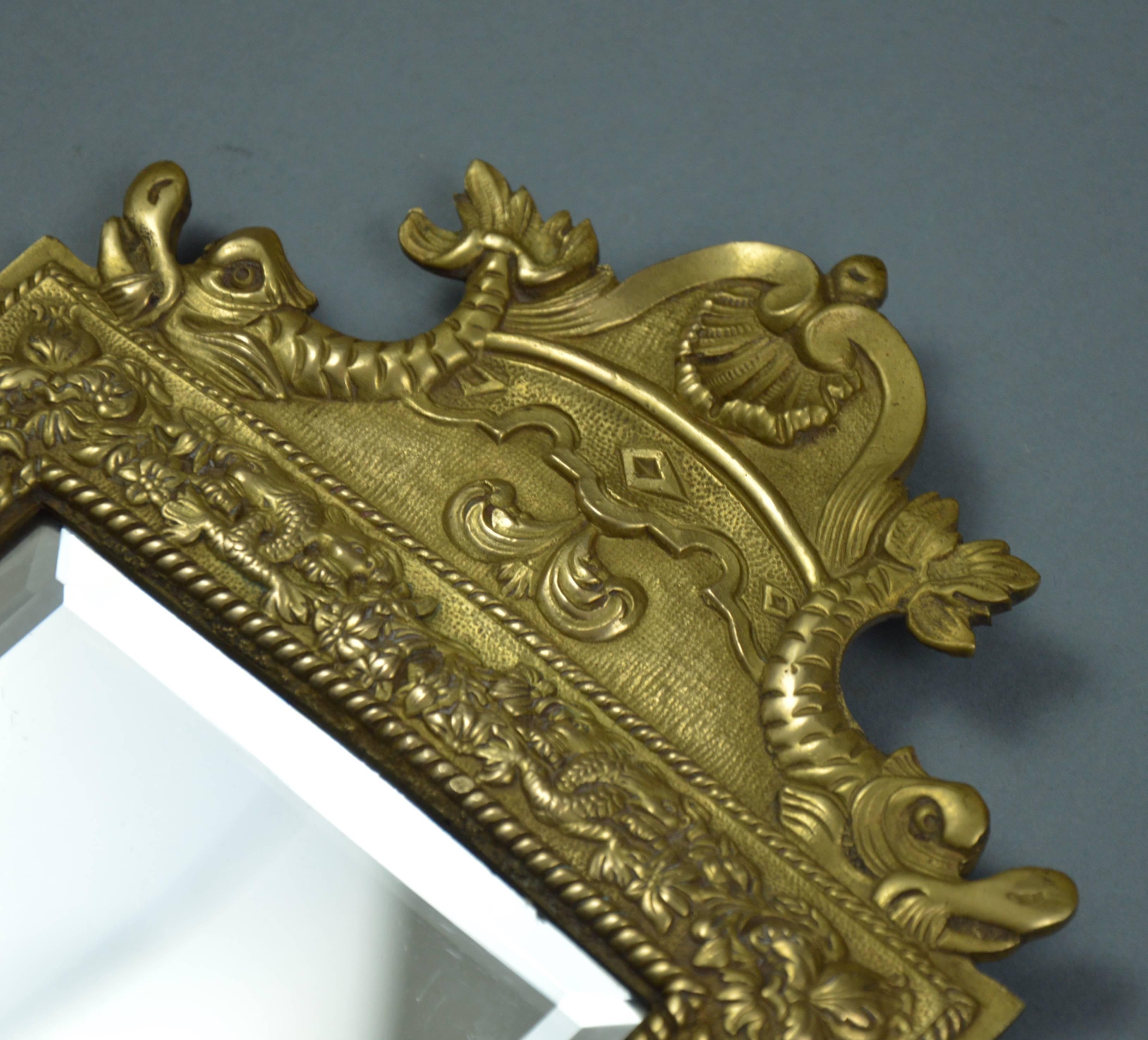 Late 19th Century Pair of Antique Louis XIV Style Bronze Wall Sconces with Mirrors, 19th Century