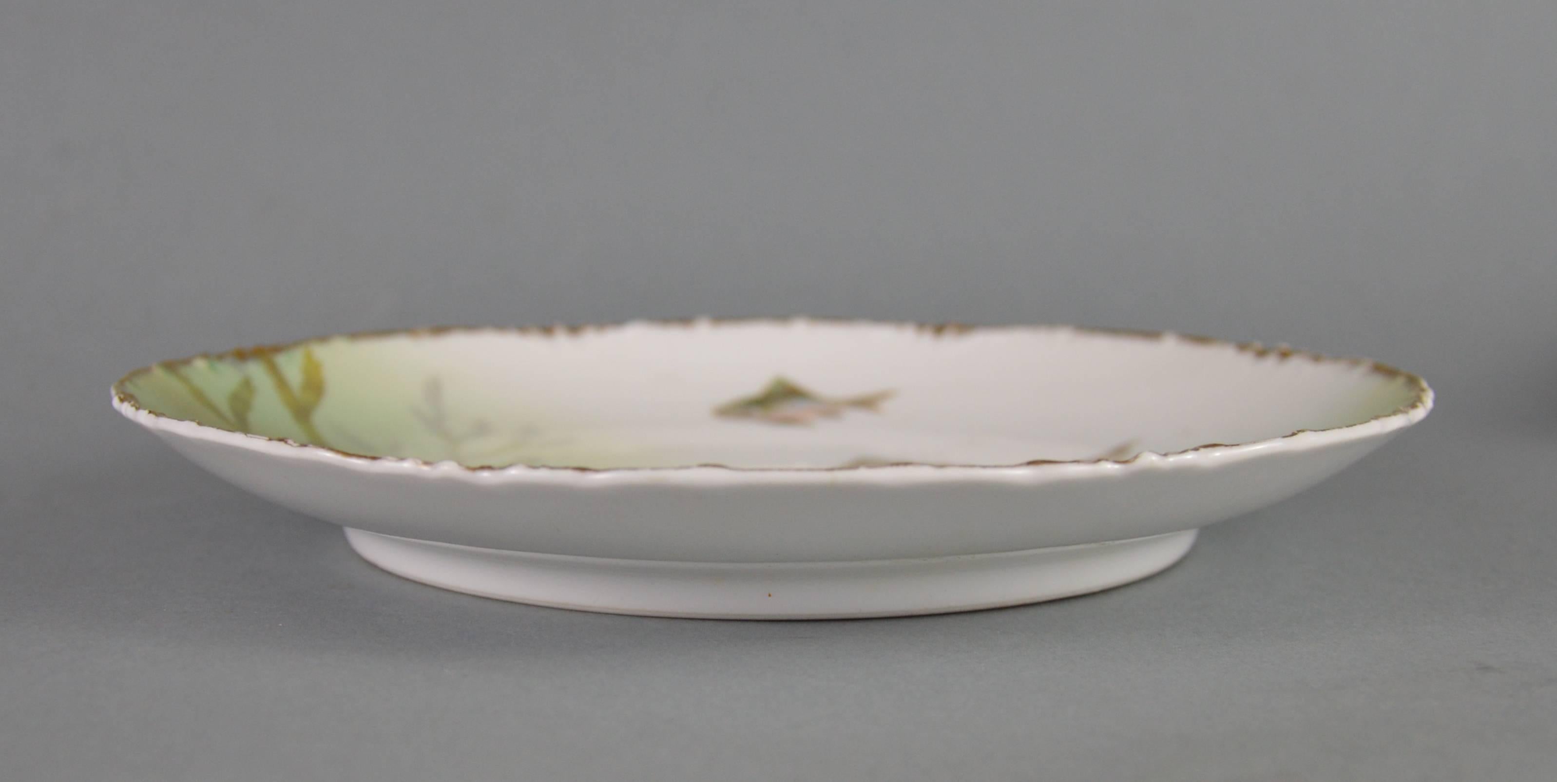 Early 20th Century Antique Rosenthal Porcelain Fish Service, Large Dish and Ten Plates, 1910