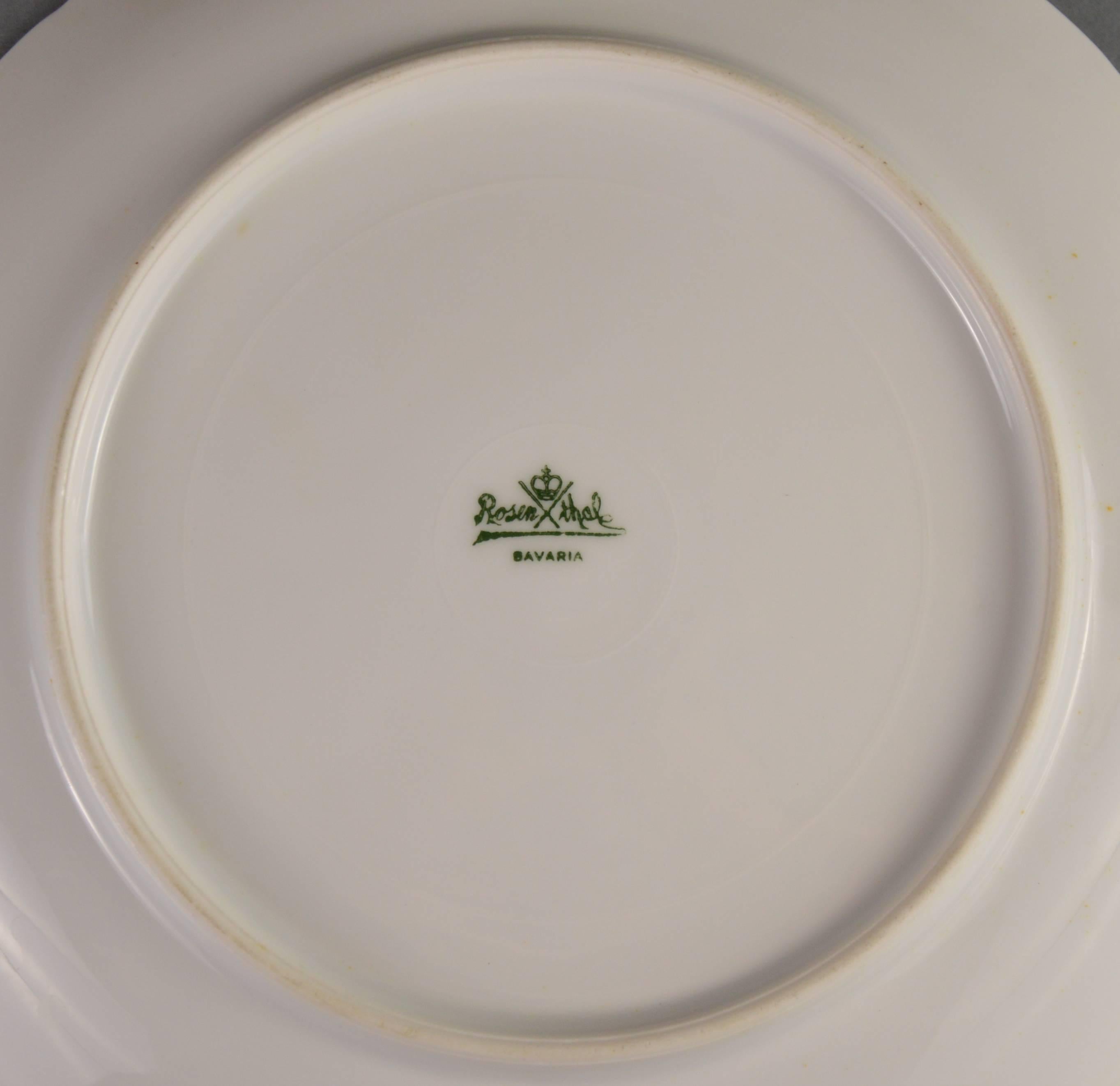 Antique Rosenthal Porcelain Fish Service, Large Dish and Ten Plates, 1910 3