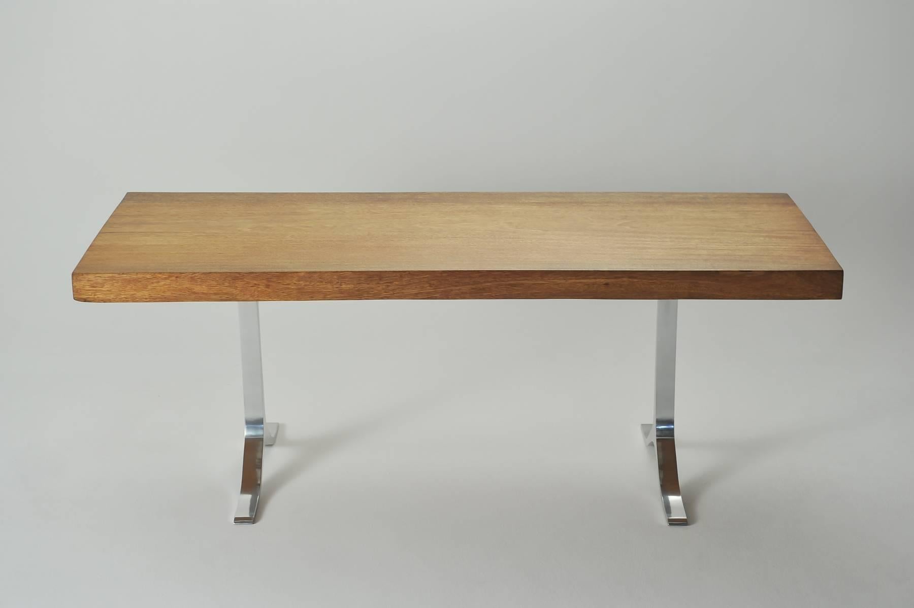 Bespoke Writing Table, Antique Hardwood Slab, Sand-Cast Base by P. Tendercool In New Condition For Sale In Bangkok, TH
