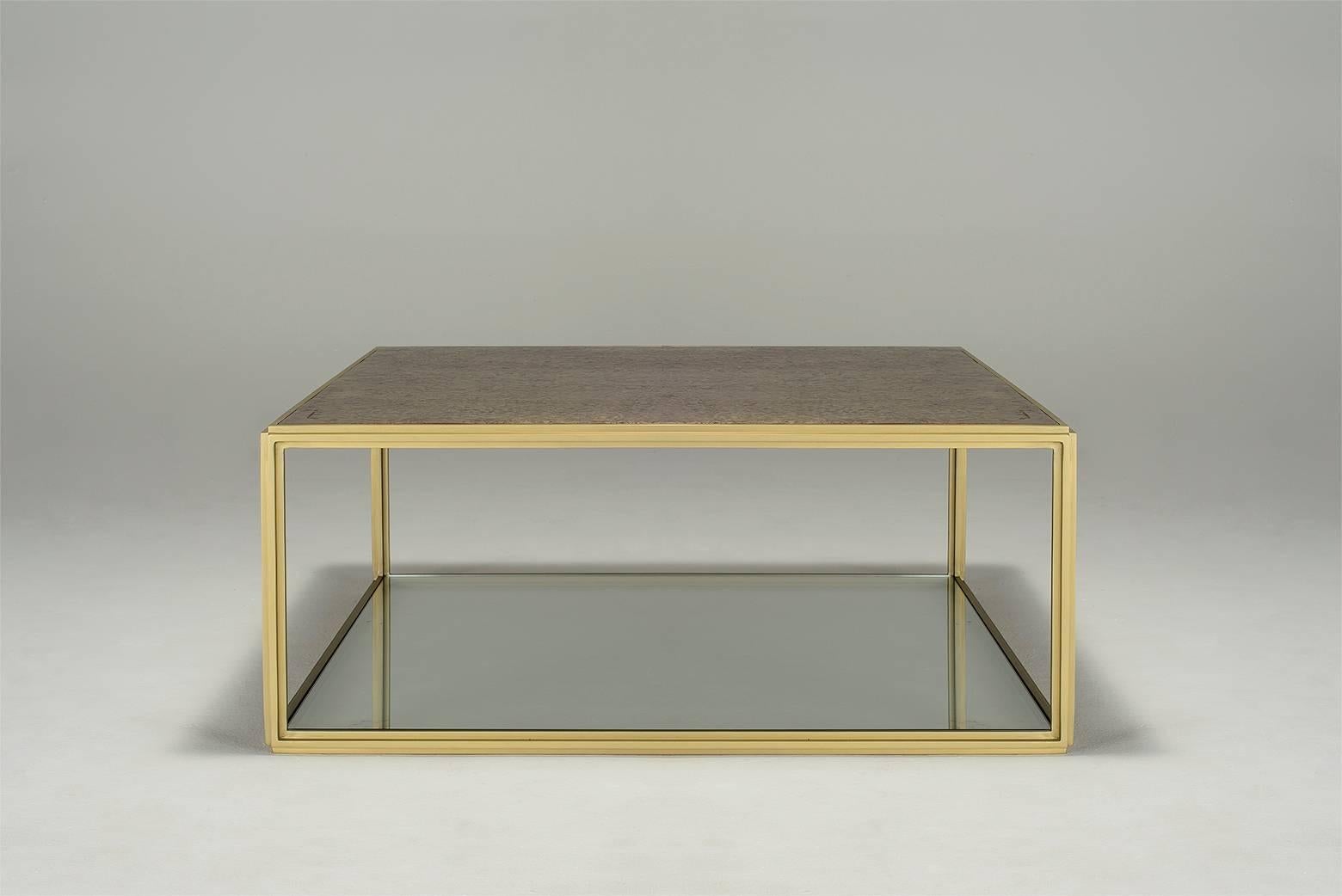 Minimalist Cubist Bronze and Brass Occasional Square Table, PT6 Model, by P. Tendercool For Sale