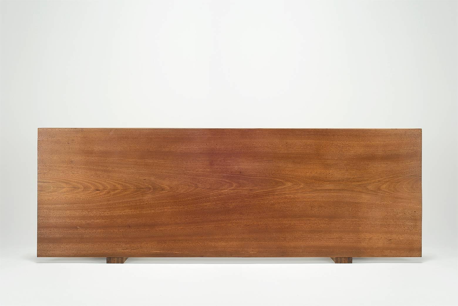 Minimalist Antique Hardwood Desk with Aluminium Sand Cast Base 'IN STOCK' by P. Tendercool For Sale