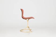 Bespoke Sand Cast Brass Chair in Vieux Rose Leather, by P. Tendercool