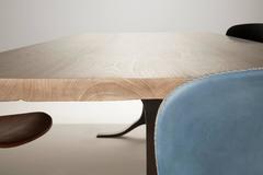 Bleached Reclaimed Hardwood Table with Sand Cast Brass by P.Tendercool