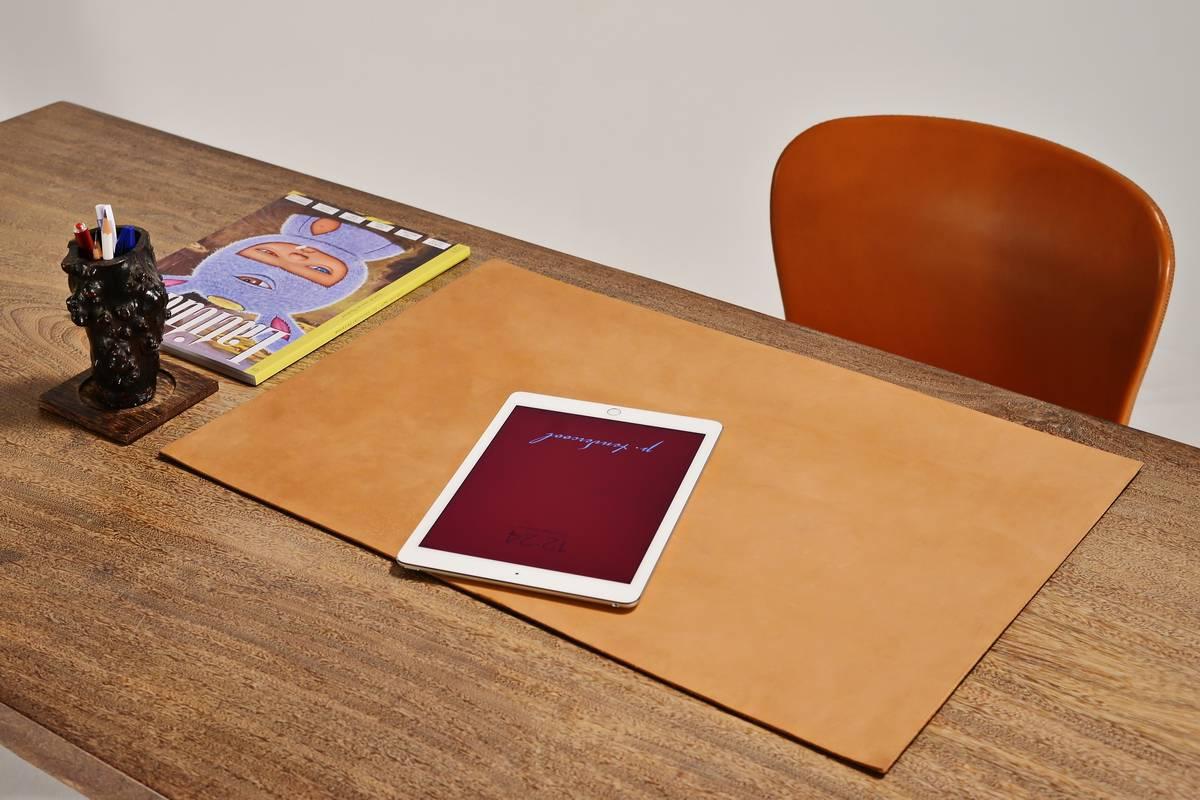 Thai Bespoke Desk, Antique Hardwood Slab on Sand Cast Bases, by P. Tendercool For Sale