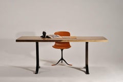 Bespoke Desk, Antique Hardwood Slab on Sand Cast Bases, by P. Tendercool