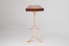 French-Polished Console in Antique Hardwood with Bronze Base by P. Tendercool