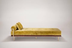 Bespoke Daybed, Reclaimed Hardwood in Brass Golden Sand Finish by P. Tendercool