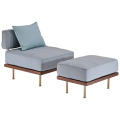 Bespoke Outdoor Lounge Chair und Ottoman, wiederverwendetes Hartholz von P. Tendercool