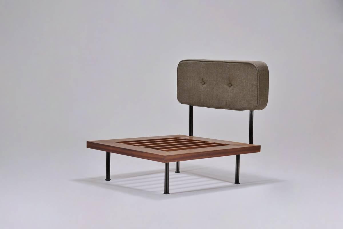 Mid-Century Modern Bespoke Lounge Chair Reclaimed Hardwood by P. Tendercool For Sale