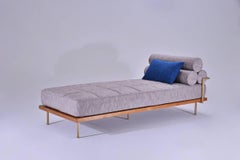 Bespoke Outdoor Daybed in Brass and Reclaimed Hardwood Frame, by P.Tendercool
