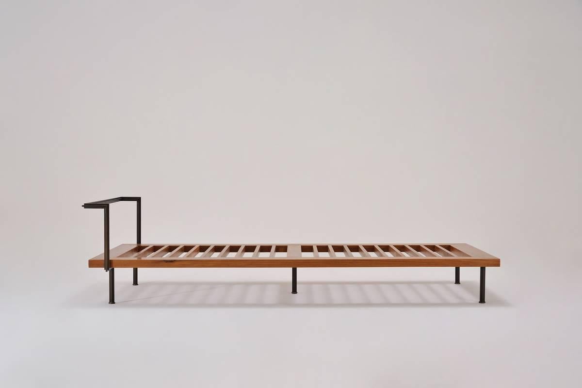 Thai Bespoke Daybed, Reclaimed Hardwood and Blackend Brass Frames