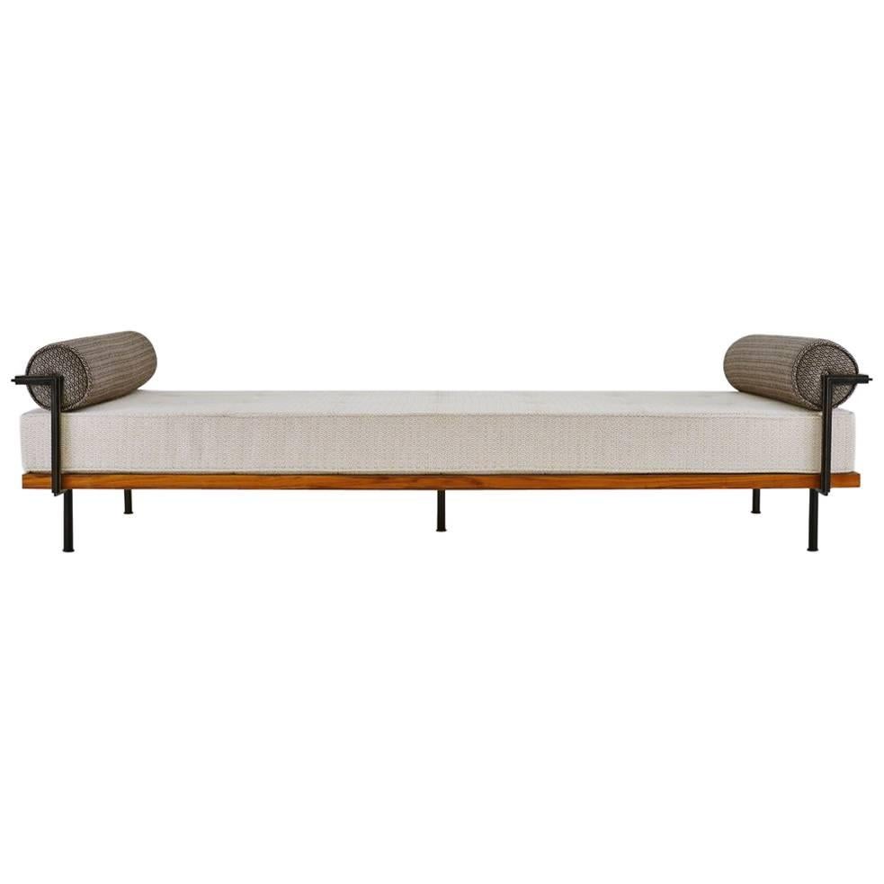 Bespoke Double Daybed Reclaimed Hardwood & Solid Brass by P. Tendercool (Indoor) For Sale