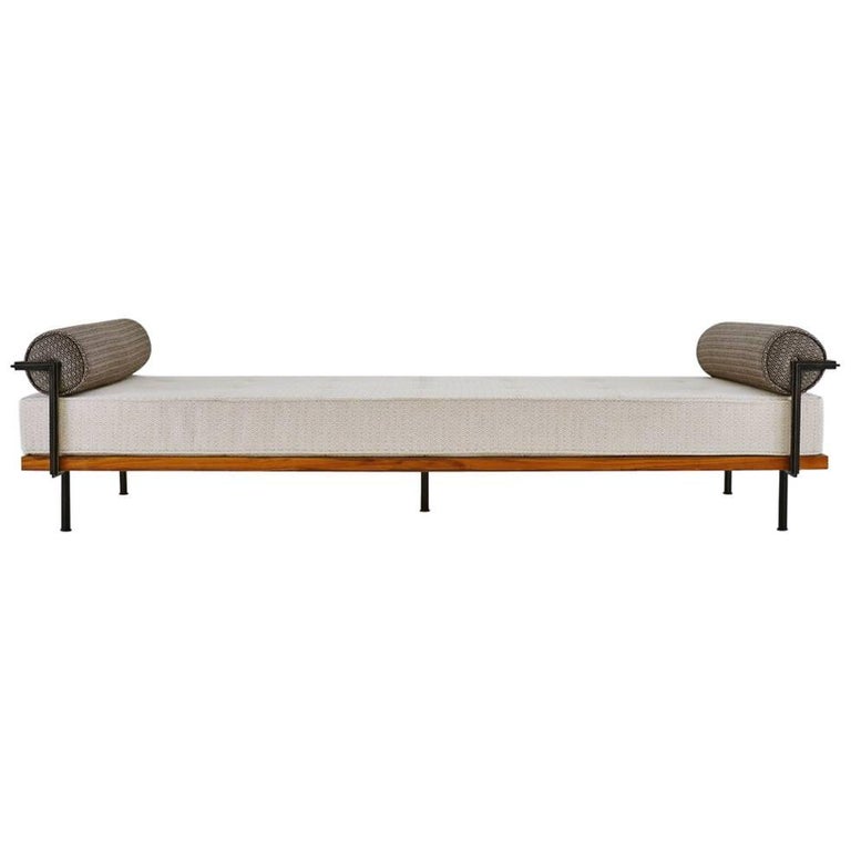 Bespoke Double Daybed Reclaimed Hardwood and Solid Brass by P