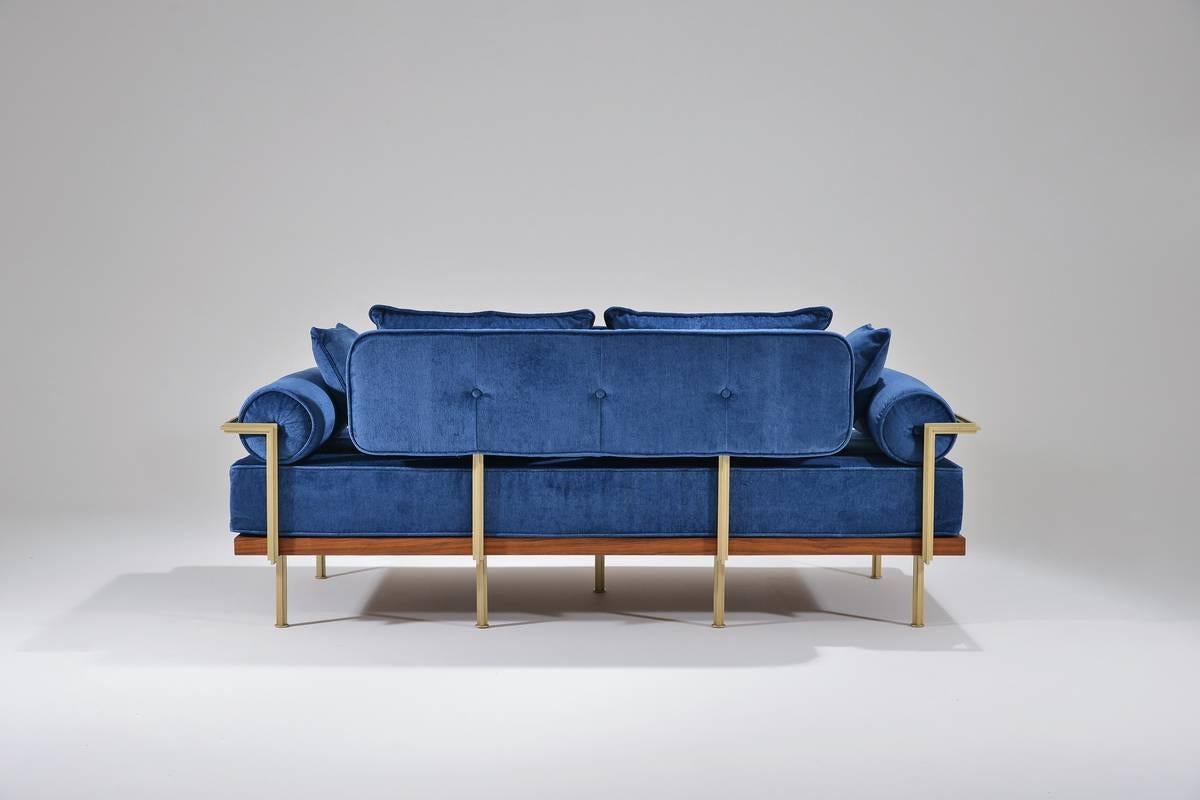 Thai Bespoke Two-Seater Sofa in Brass and Reclaimed Hardwood Frame, By P. Tendercool For Sale