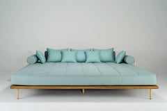 Bespoke Outdoor Lounge Bed in Reclaimed Hardwood & Brass Frame, by P.Tendercool