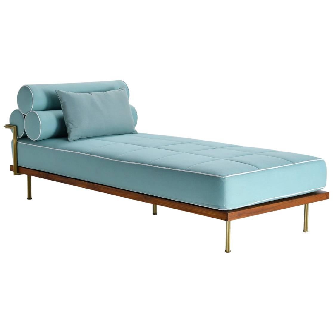 Bespoke Outdoor Daybed with Solid Brass Frame by P. Tendercool For Sale