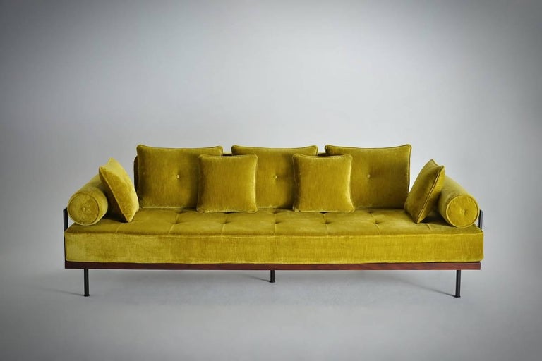 Bespoke, Three Seat Sofa, Reclaimed Hardwood, Solid Brass Frame by P