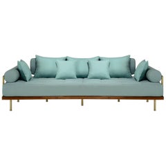 Bespoke Outdoor Sofa, Reclaimed Hardwood and Brass by P. Tendercool