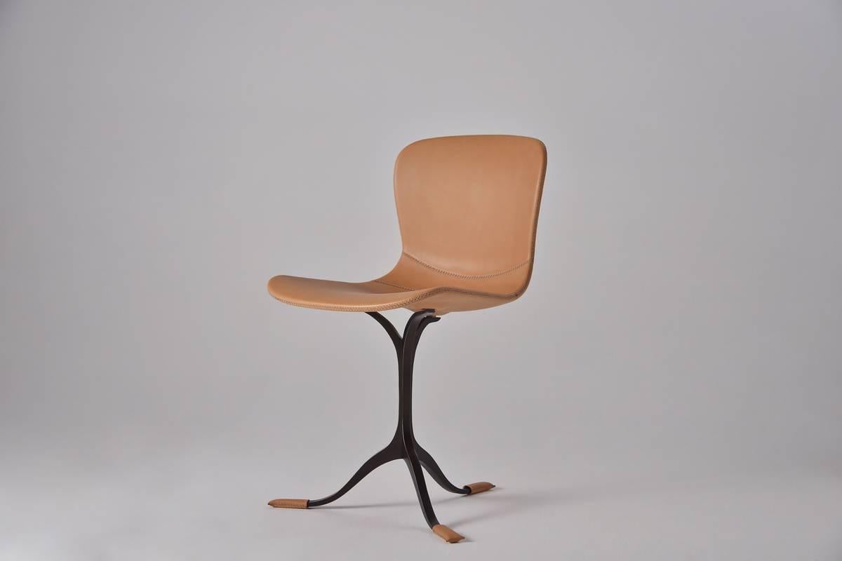 Model: Chair-PT40
Seat: Leather
Seat Color: Marron Glace
Base: Hand-Cast Brass
Base Finish: Brushed Brown
Dimensions: 52 x 50 x 78 cm; Seat height 46 cm
(w x d x h) 21 x 19.6 x 30.71 inch; Seat height 18.1 inch

P. Tendercool chairs and stools