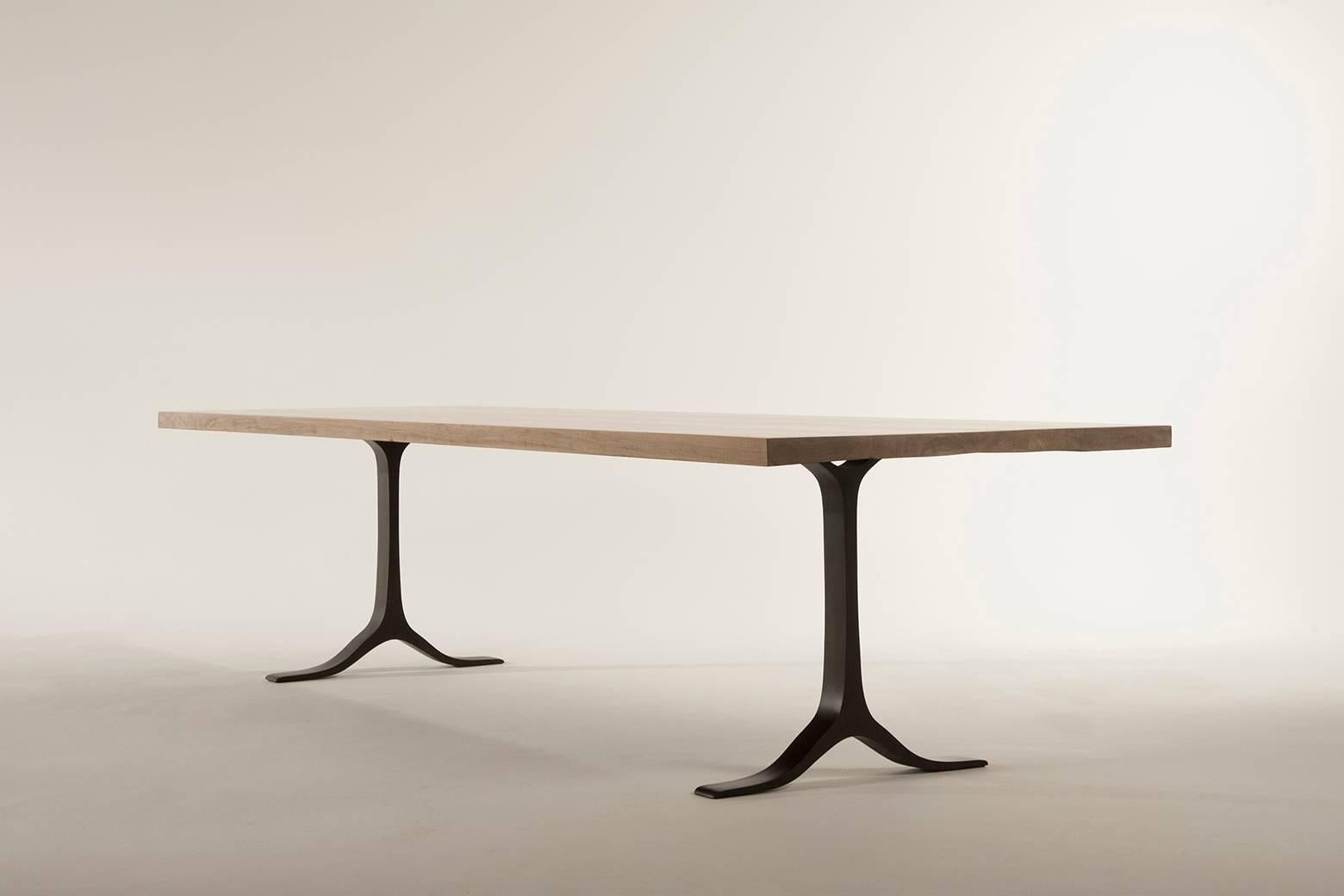 Contemporary Bleached Reclaimed Hardwood Table with Sand Cast Brass by P.Tendercool For Sale
