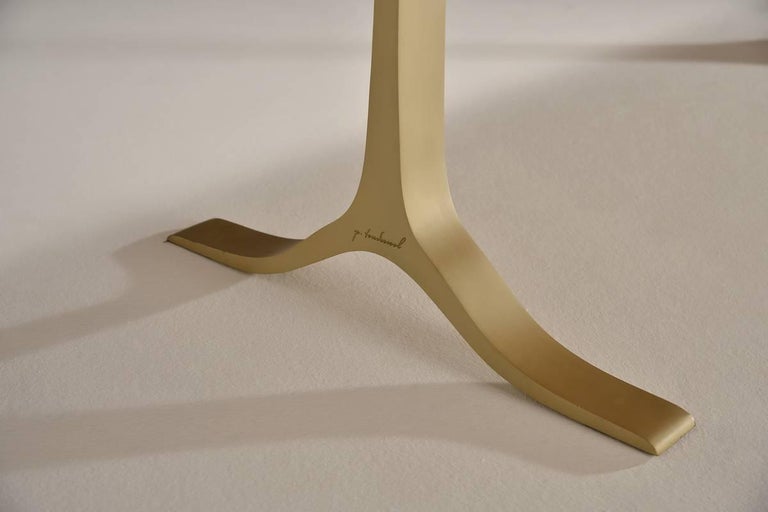 Contemporary Bespoke Reclaimed Hardwood Dining Table, Hand-Cast Brass Base by P. Tendercool For Sale