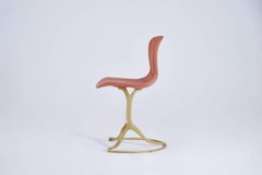 Bespoke Sand Cast Brass Chair in Vieux Rose Leather, by P. Tendercool