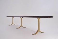 Reclaimed Hardwood Table on Sand Cast Brass Base with 10 Chairs by P. Tendercool