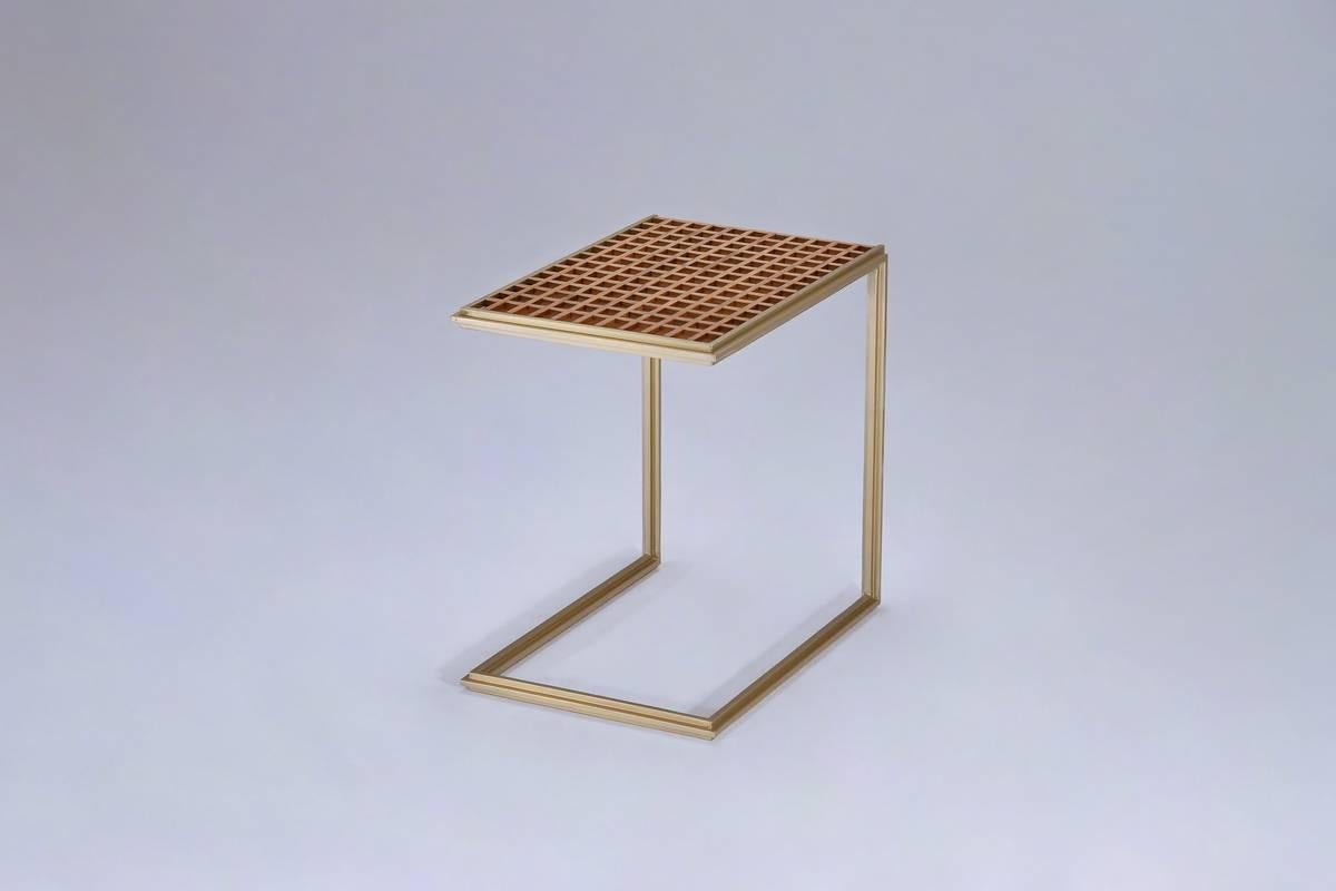 Thai Wood and Natural Brass Occasional Outdoor Handmade Table by P.Tendercool For Sale