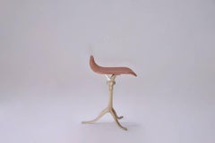 Bespoke Sand Cast Brass Swivel Stool in Châtaigne Leather
