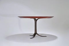 Bespoke Round Table, Reclaimed Hardwood with Brown Brass Base, by P. Tendercool