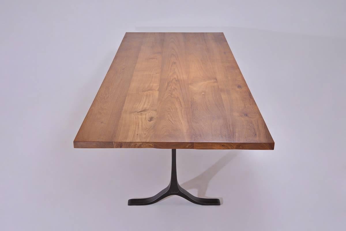 Minimalist Bespoke Reclaimed Hardwood Table on Sand Cast Aluminium Base by P. Tendercool For Sale