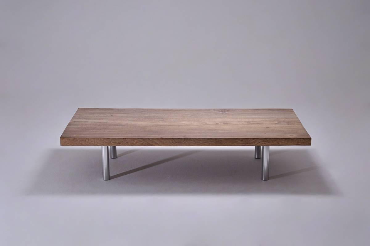 Minimalist Bespoke Low Table with Single Slab of Antique Hardwood, by P. Tendercool For Sale