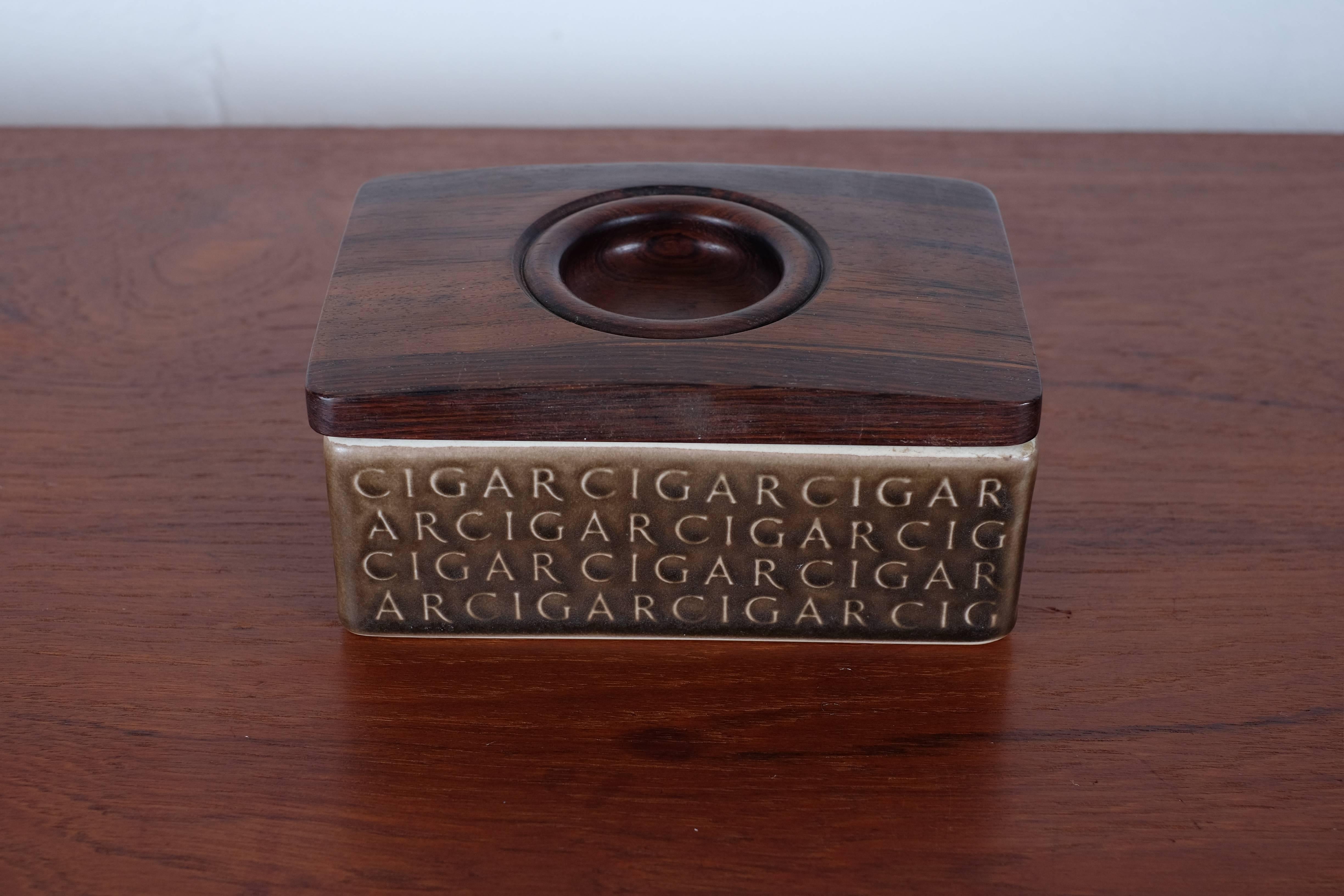 Jens H Quistgaard / Kronjyden cigar box. 

Ceramic box with rosewood lid.

Marked 