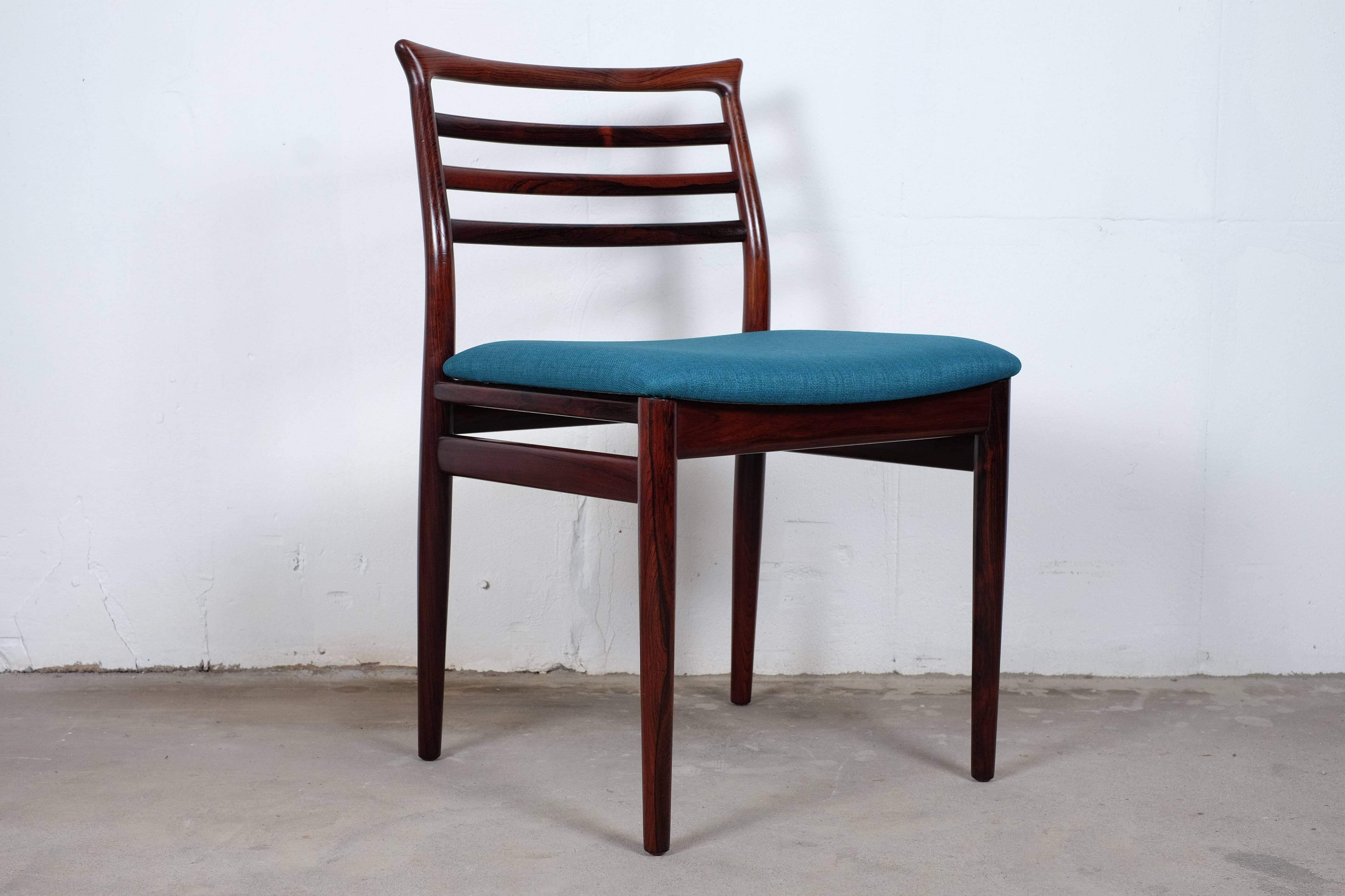 Stunning Set of Set Dining Chairs in Rosewood Designed by Erling Torvits In Excellent Condition In Middelfart, Fyn