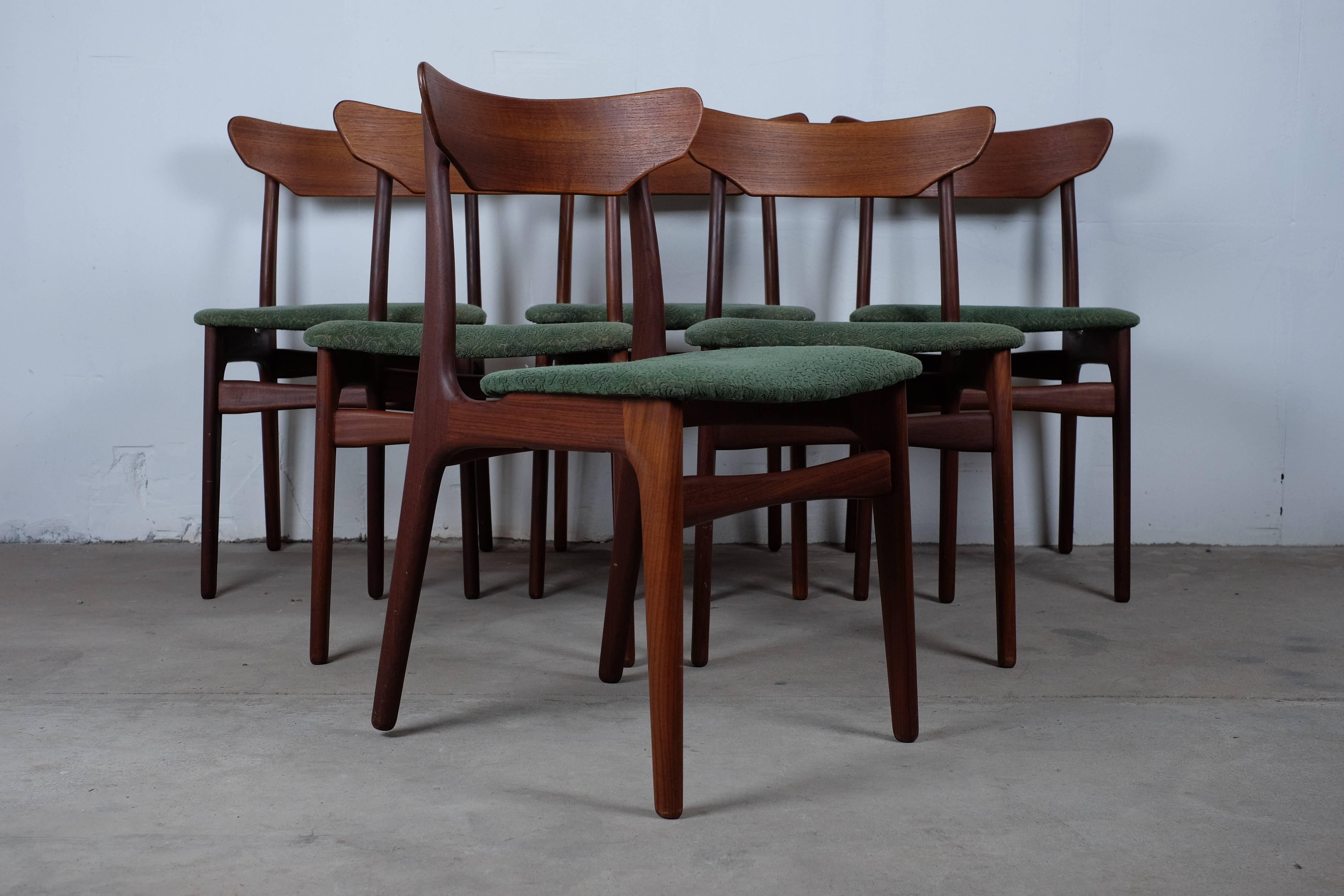 Mid-20th Century Set of Six Dining Chairs in Teak by Schøning and Elgaard