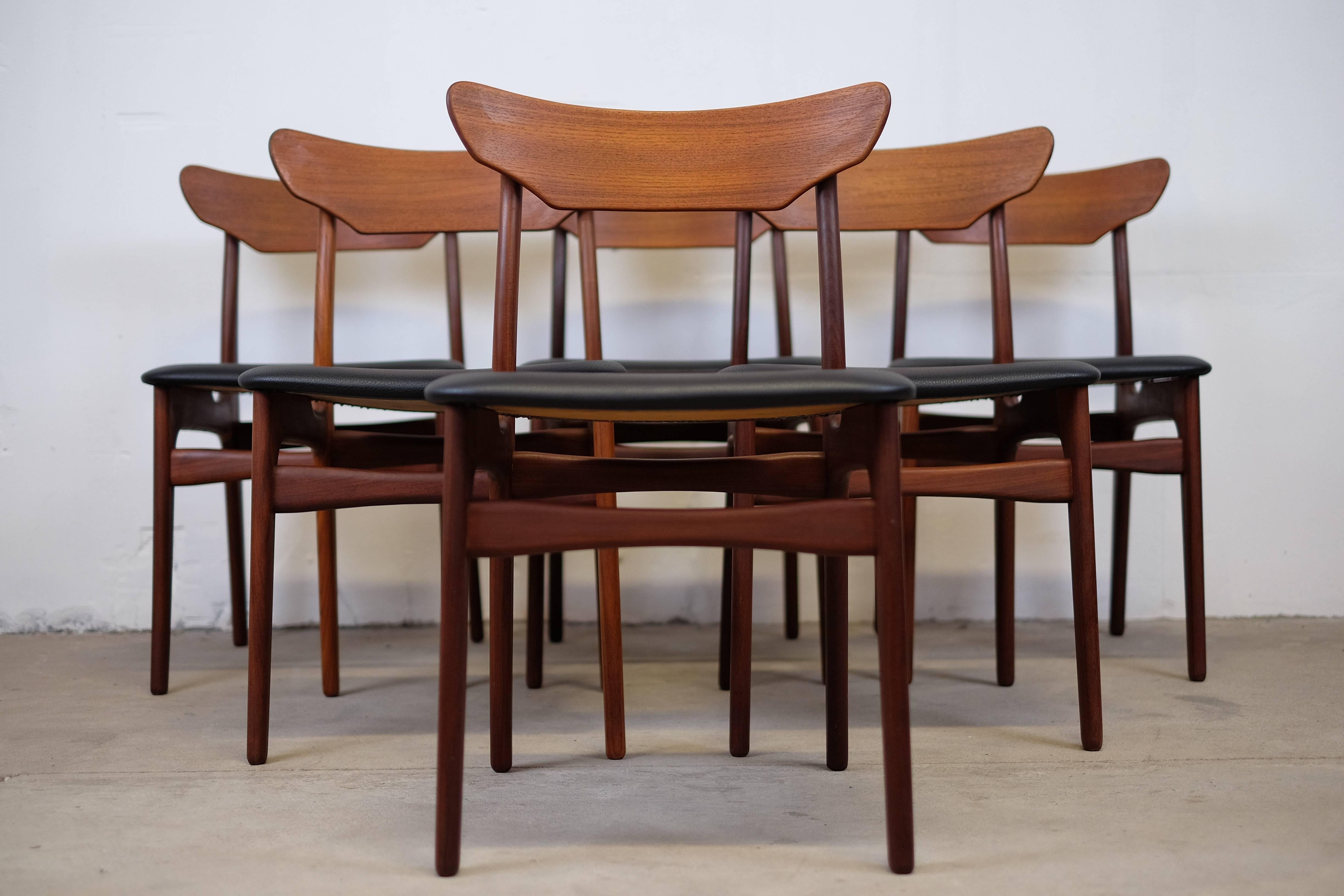 Mid-Century Modern Set of Six Dining Chairs in Teak by Schøning and Elgaard
