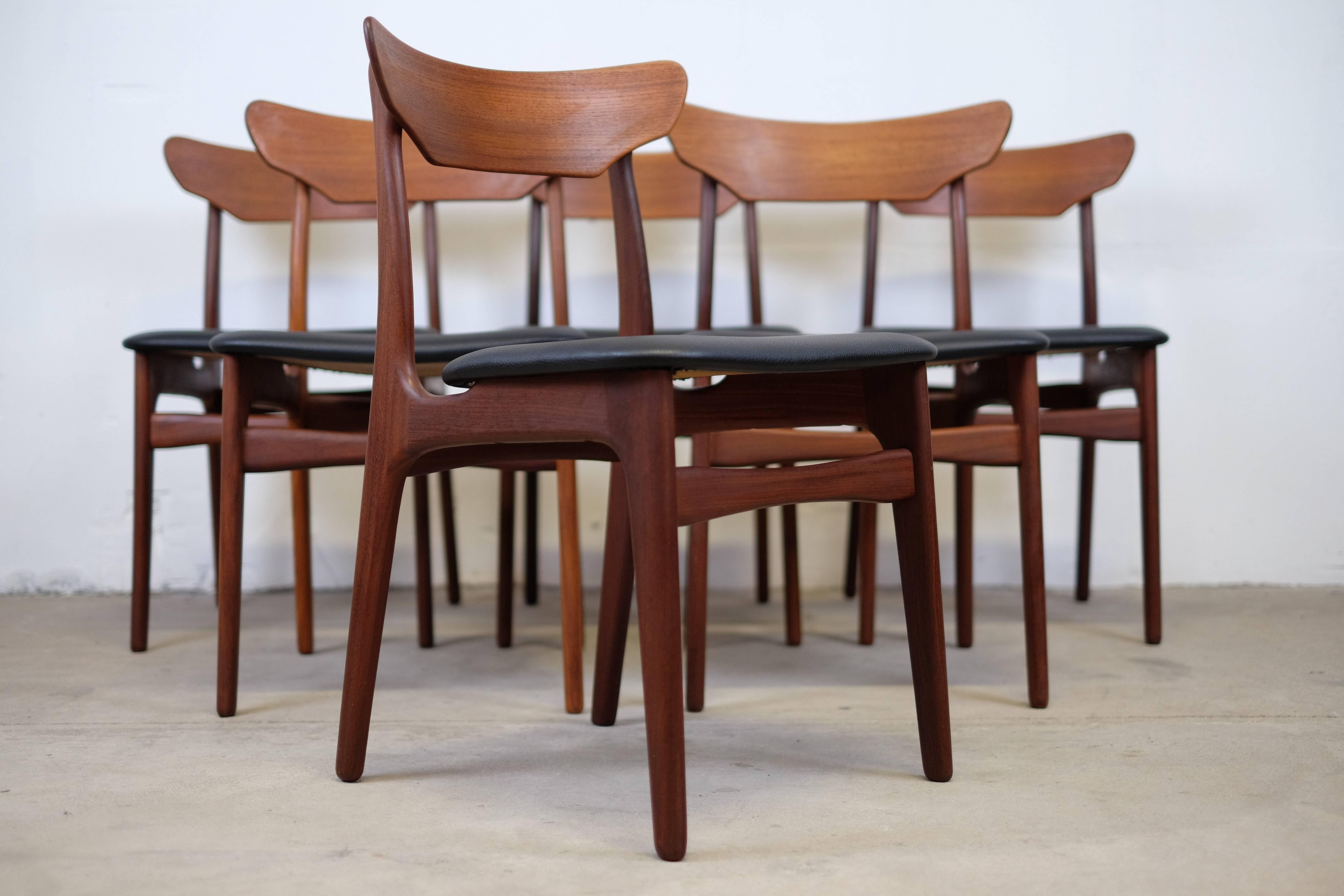 Danish Set of Six Dining Chairs in Teak by Schøning and Elgaard