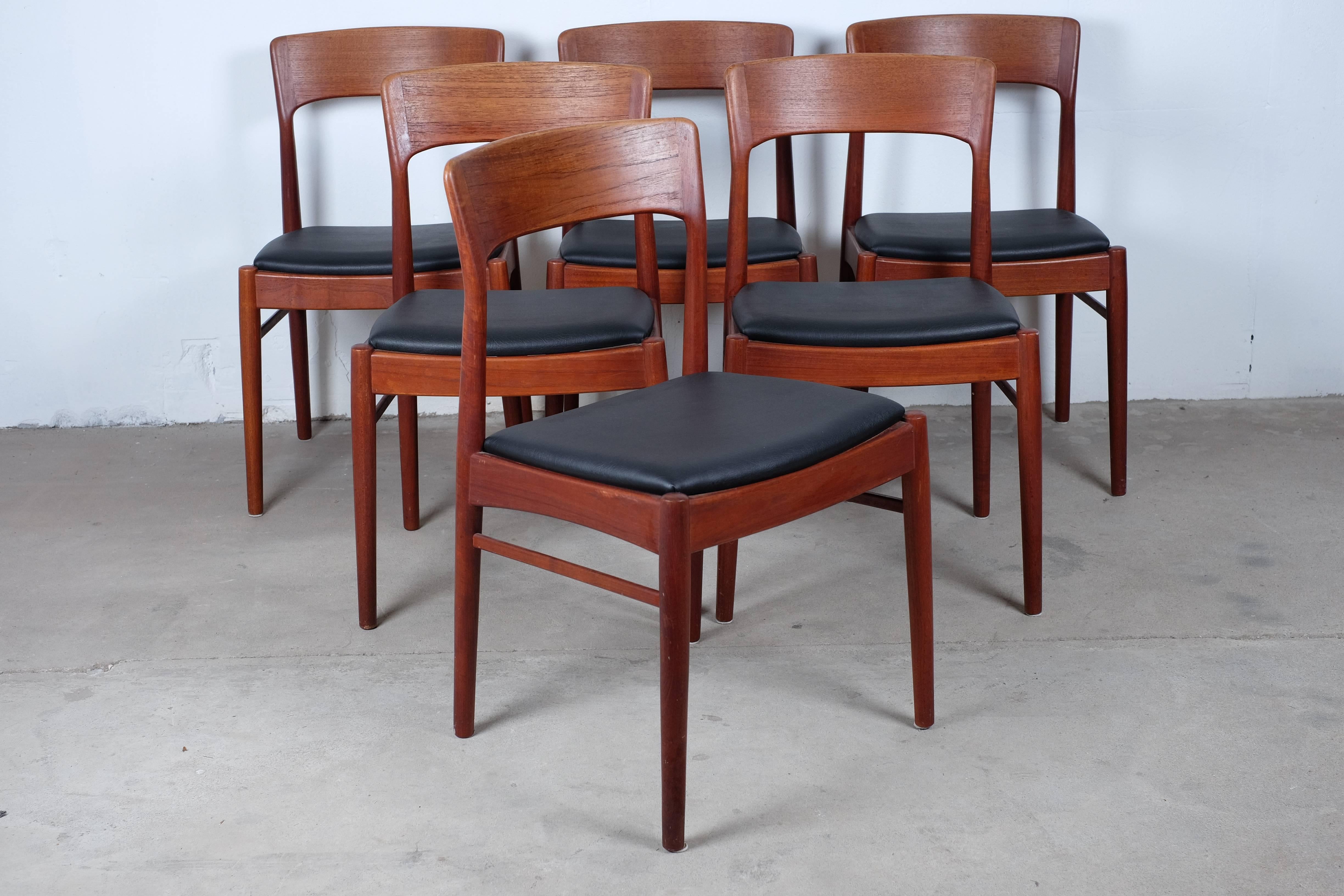 Mid-Century Modern Set of Six Dining Chairs in Teak by Kai Kristiansen