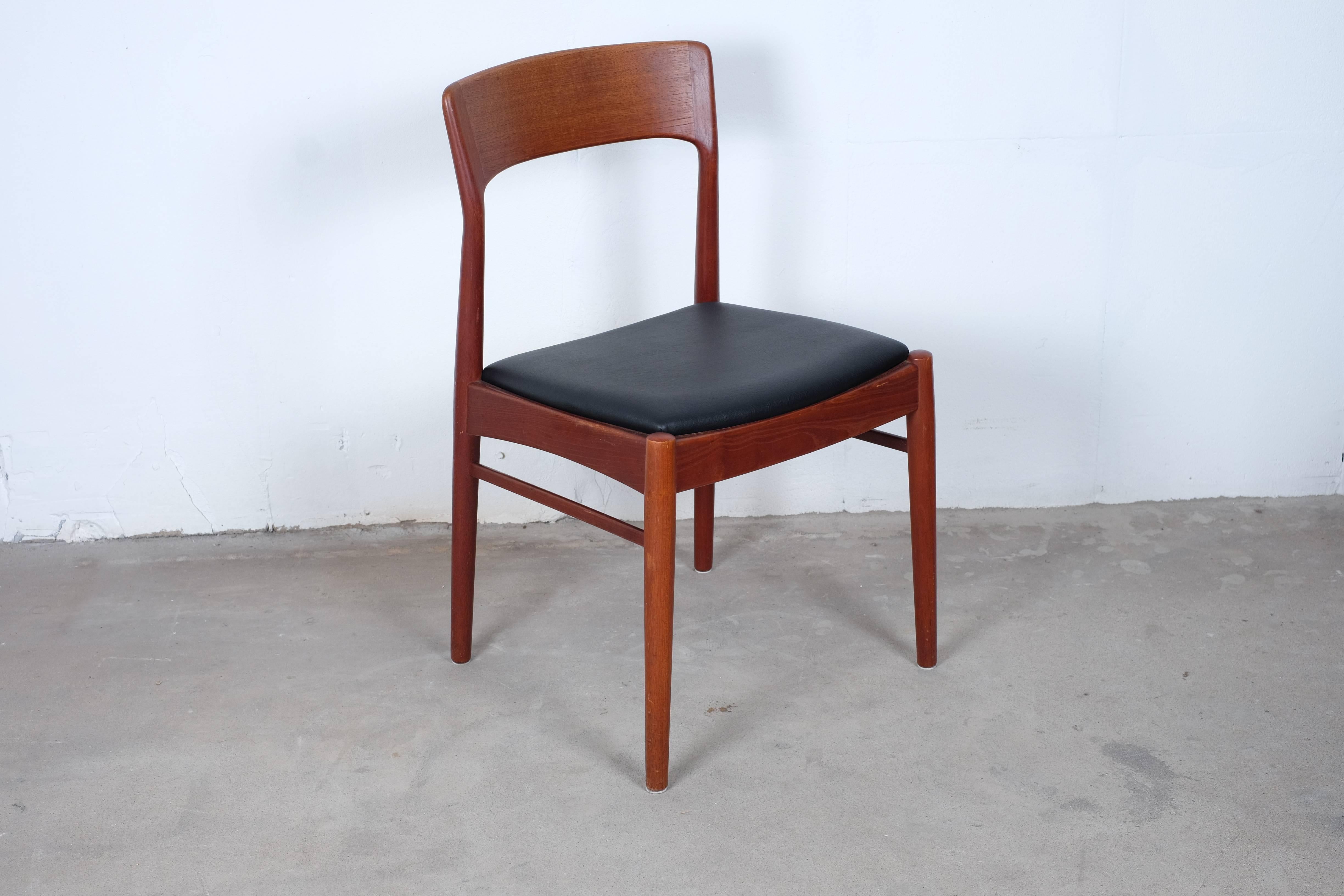 Set of Six Dining Chairs in Teak by Kai Kristiansen In Good Condition In Middelfart, Fyn