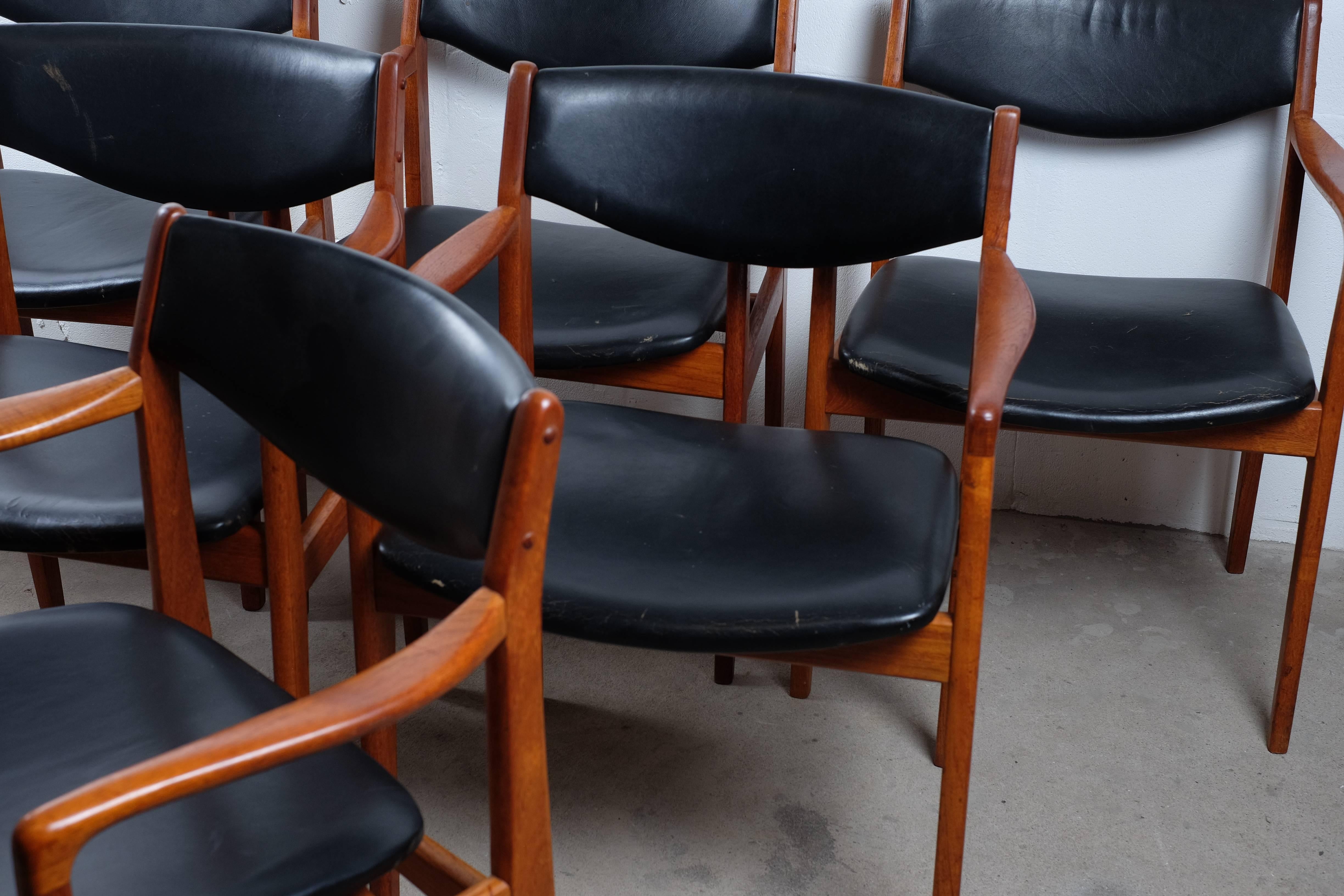 Mid-Century Modern Armchairs in Solid Teak by Danish Designer Gotfred H. Petersen