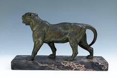 Paul Edouard Delabrierre French Bronze sculpture of a Tiger