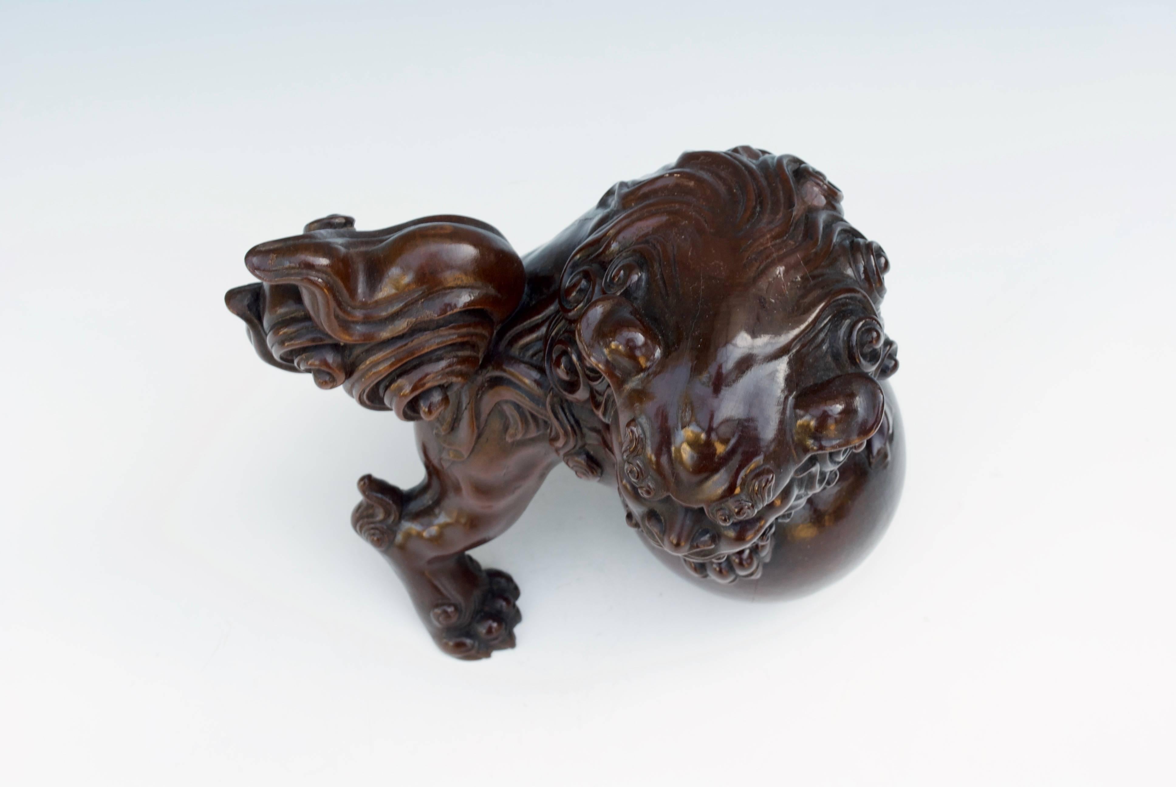 Japanese lion shishi Wood sculpture 1