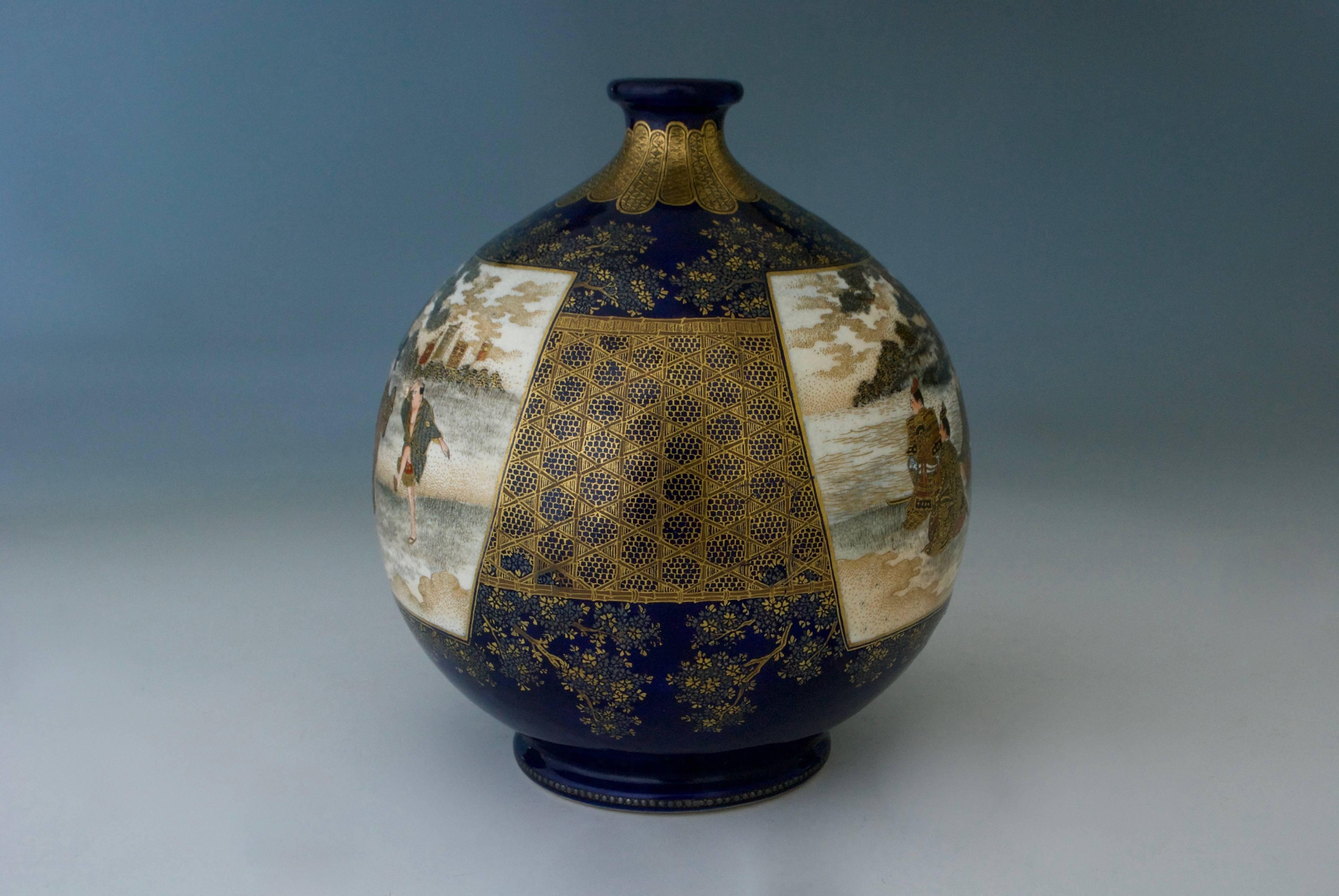 Japanese Kinkozan Satsuma Vase In Good Condition In MILANO, IT