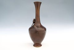 Japanese Bronze Vase of Two Frogs Coming Out of the Water