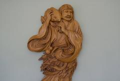 Japanese sculpture Bas Relief of a Sennin